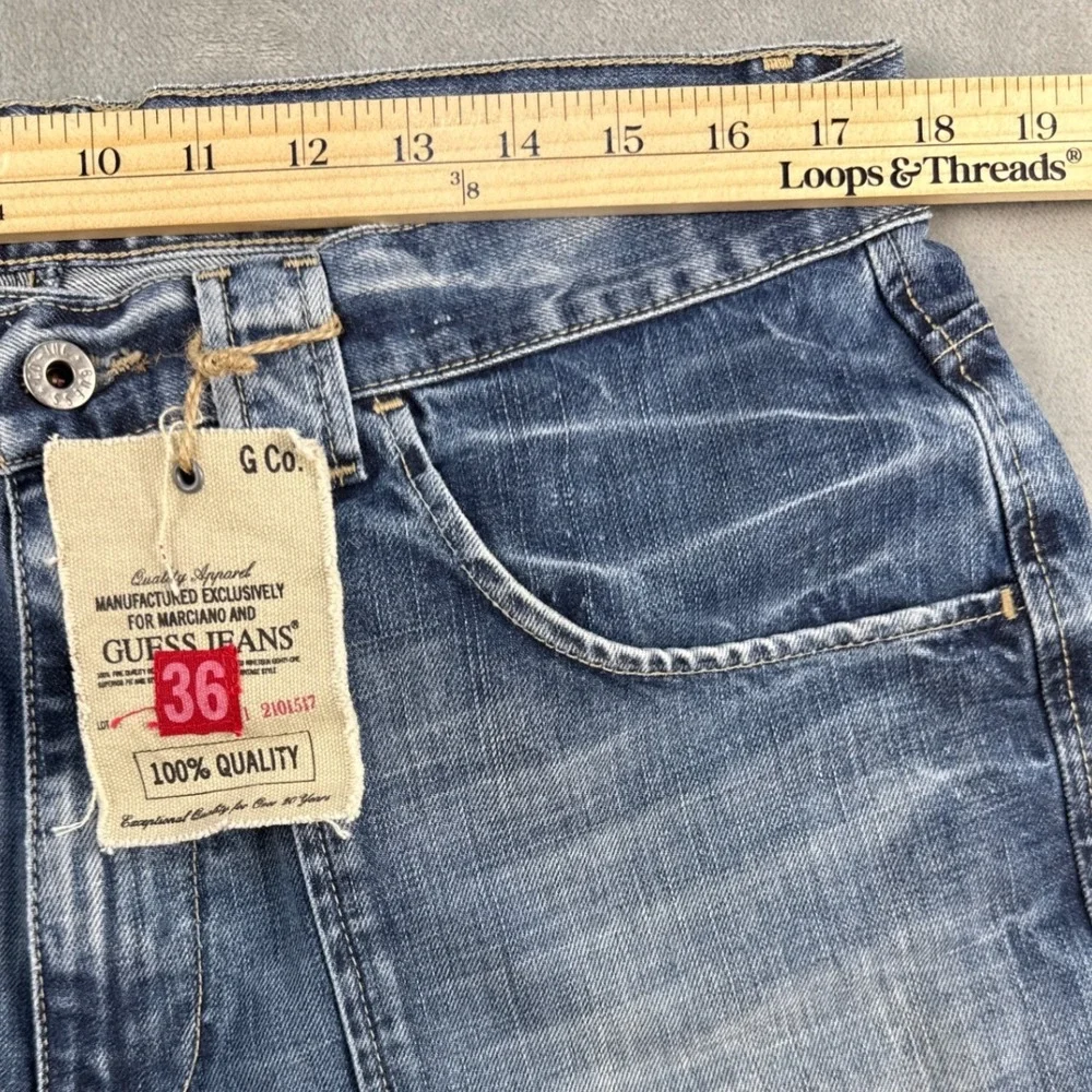 Guess Jeans Mens 36 Medium Wash Wide Leg Baggy Utility Denim NEW